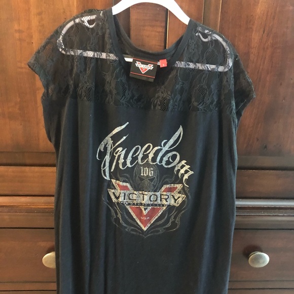 Black lacy Victory top - Picture 1 of 3